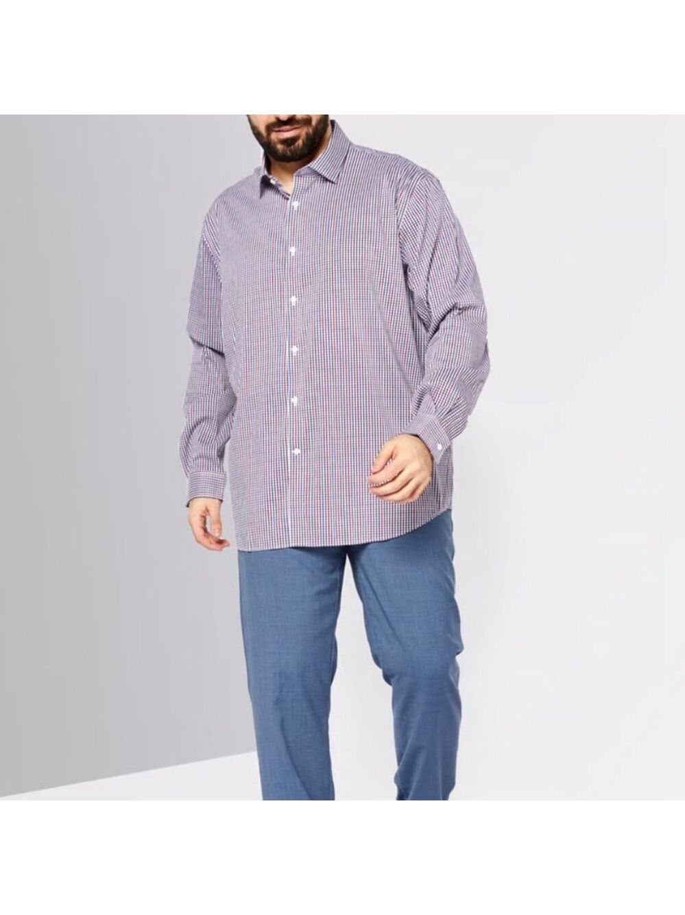 MICHAEL KORS men’s dress shirt slim fit non-iron button up purple white 16 neck